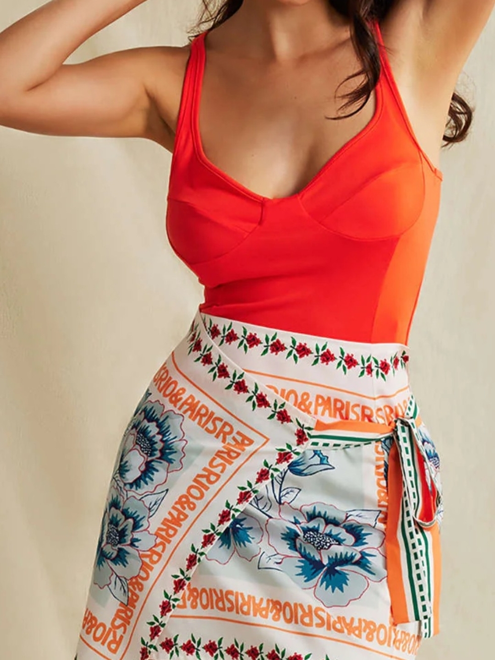Floral Print wrap Around Mini Skirt